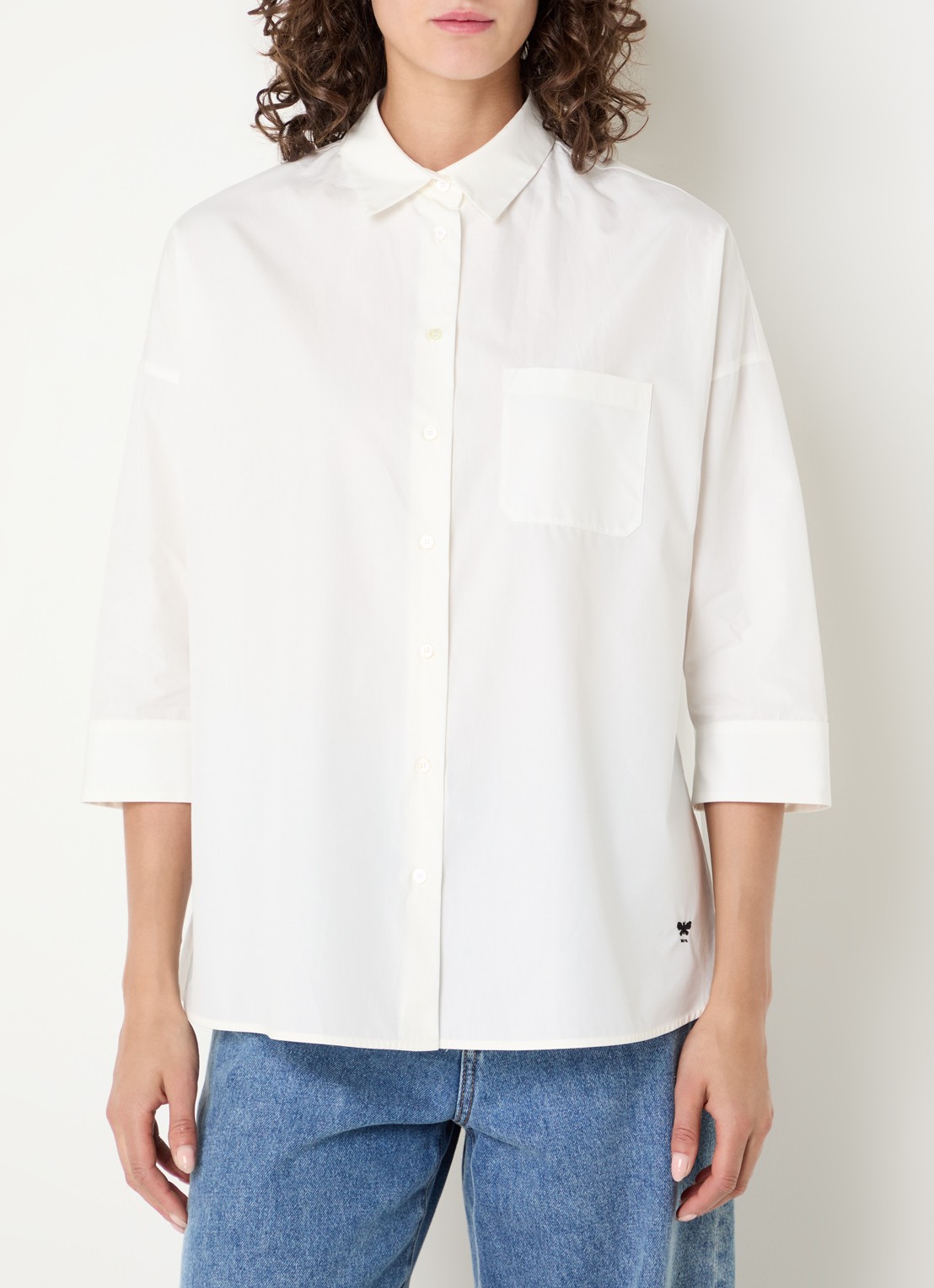 Max Mara Blouse met borstzak - detail 4 gebroken wit