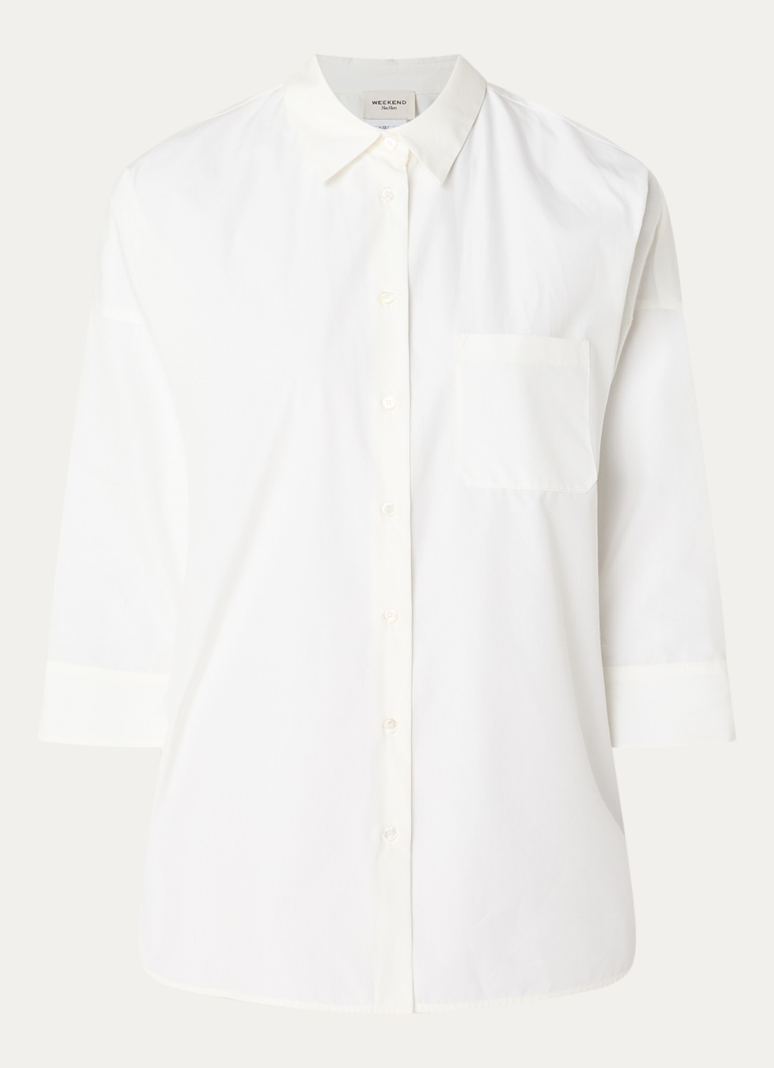 Max Mara Blouse met borstzak - voorkant 2 gebroken wit