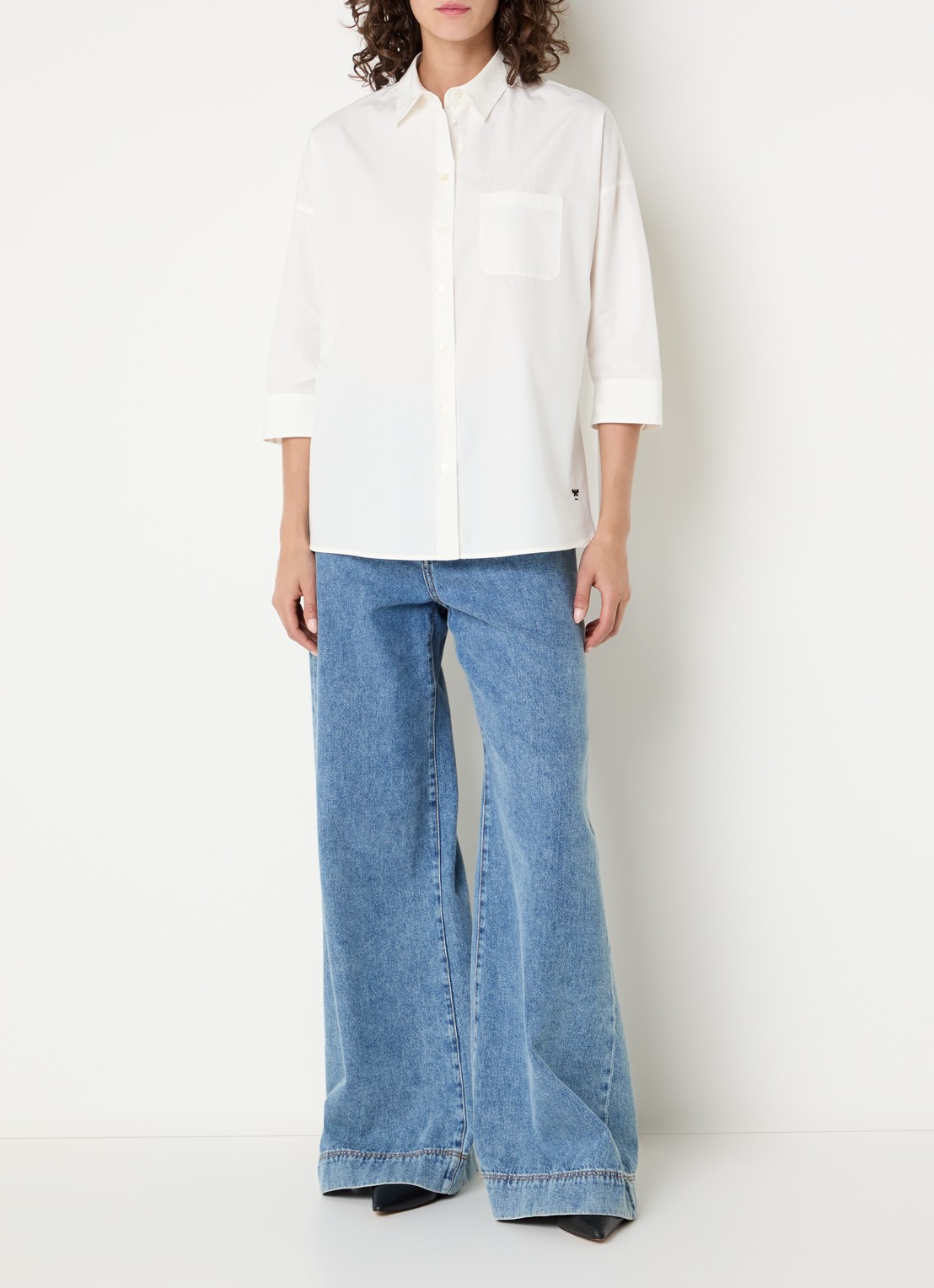 Max Mara Blouse met borstzak - voorkant 3 gebroken wit