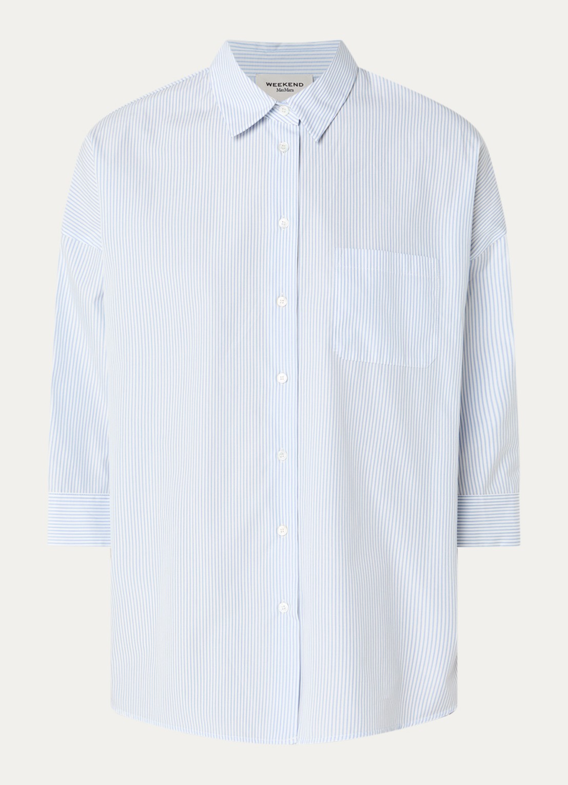 Max Mara Blouse met borstzak - voorkant 2 lichtblauw