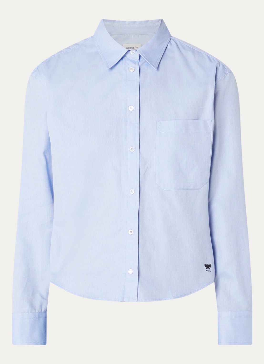 Max Mara Blouse met borstzak - voorkant 2 lichtblauw