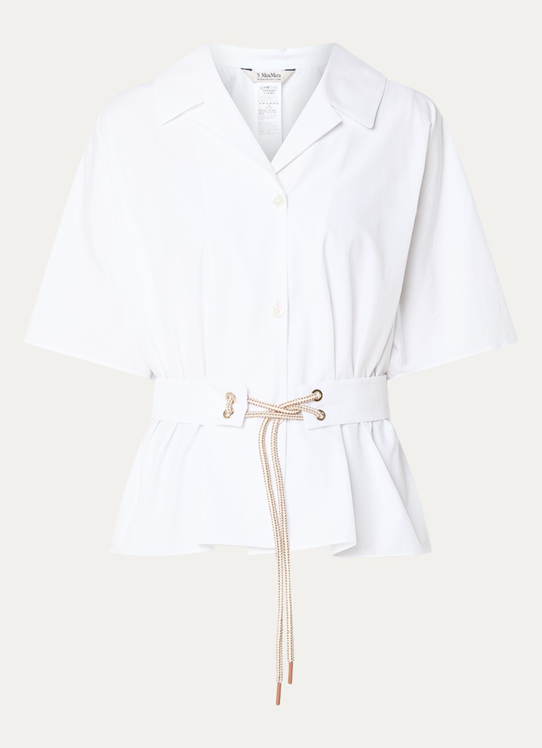 Max Mara Blouse met ceintuur en vleermuismouwen - voorkant 2 wit