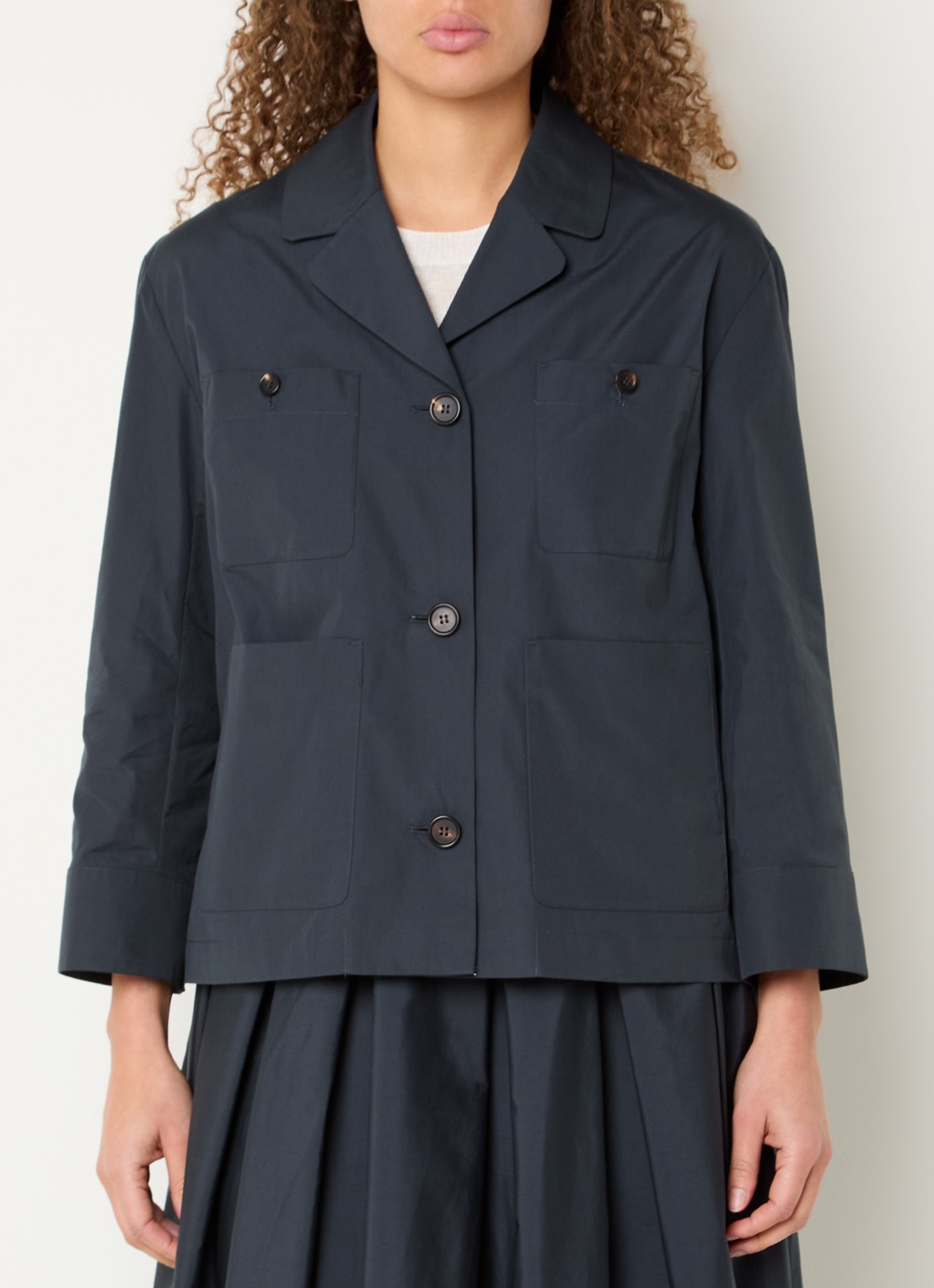 Max Mara Blouse met opgestikte zakken - detail indigo