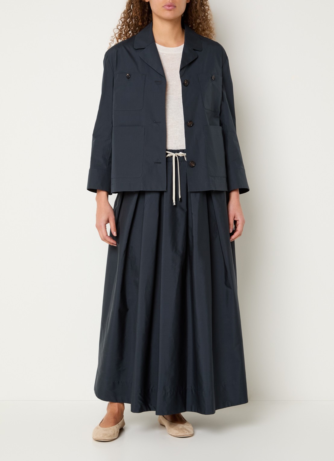 Max Mara Blouse met opgestikte zakken - voorkant 3 indigo