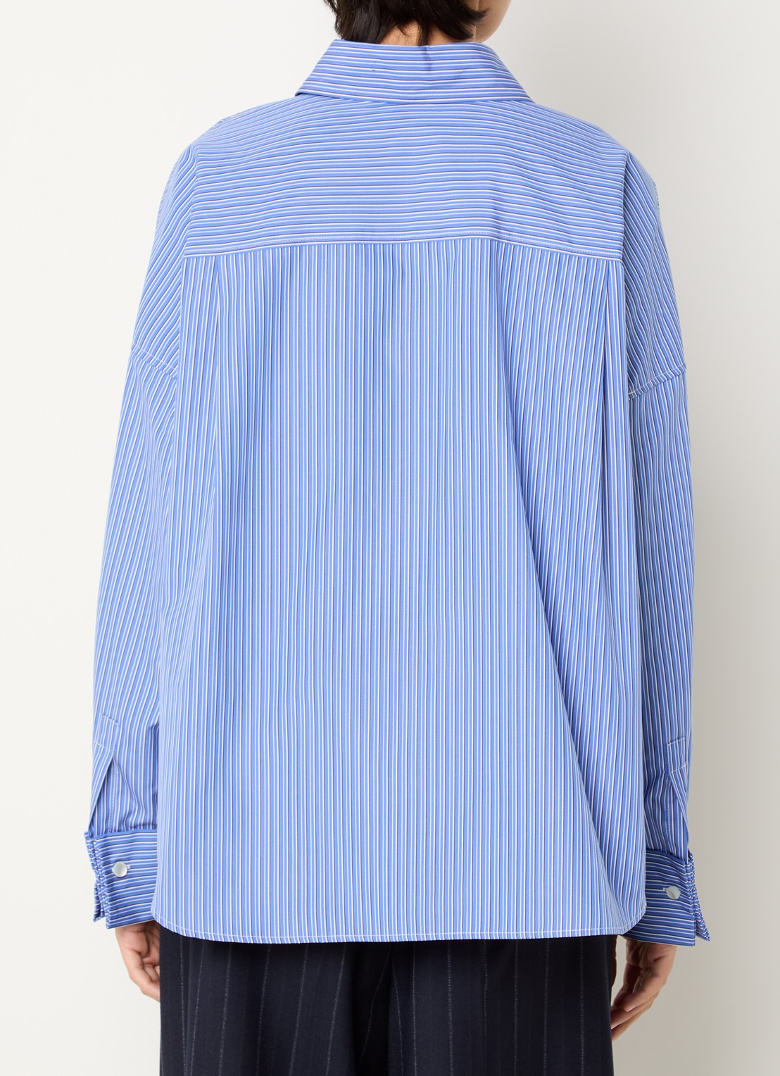 Max Mara Blouse met streepprint - achterkant kobaltblauw