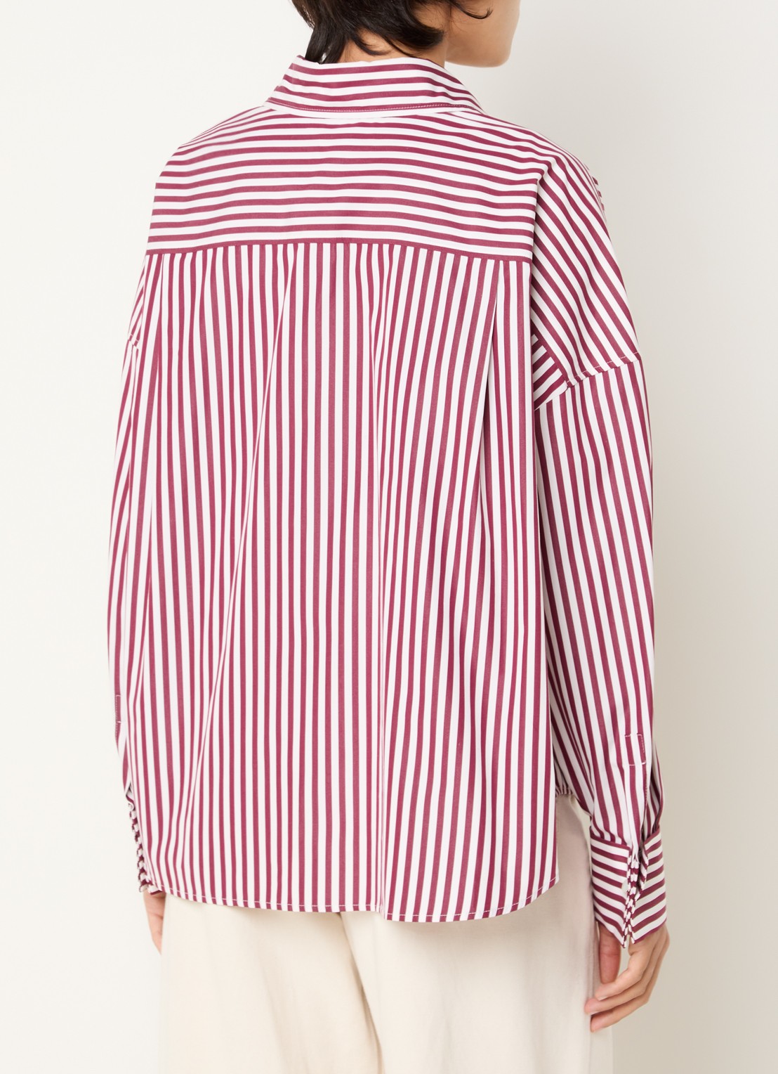 Max Mara Blouse met streepprint - achterkant bordeauxrood