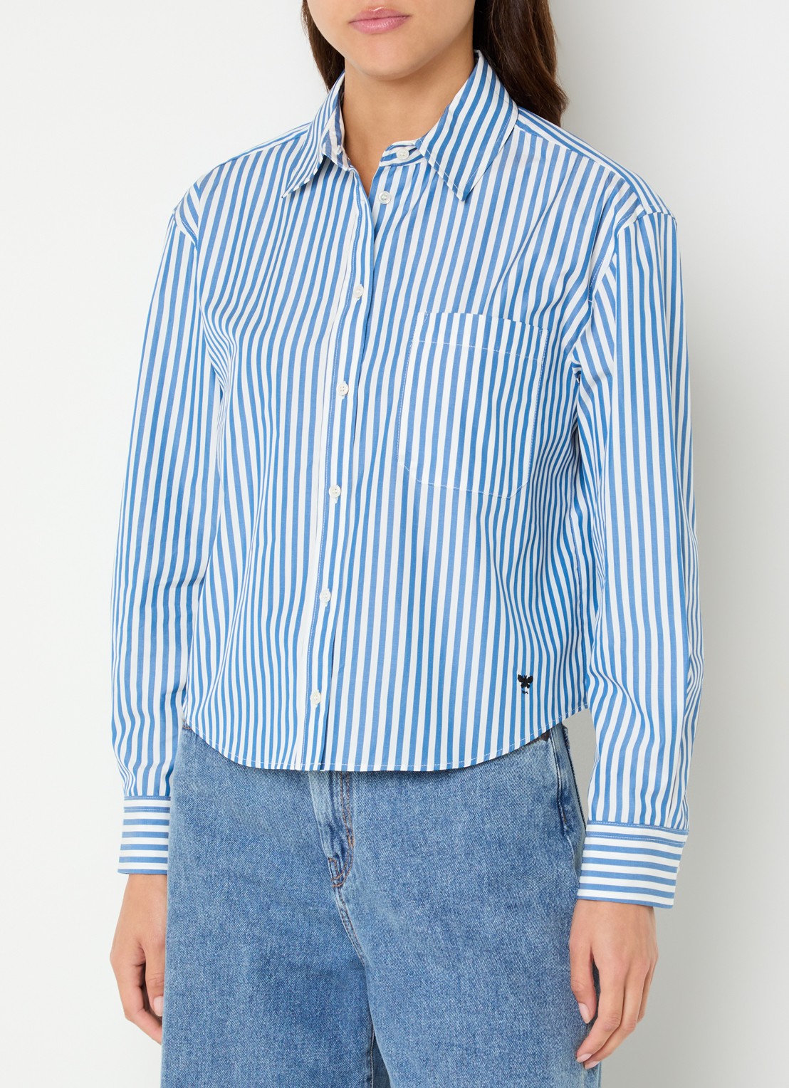 Max Mara Blouse met streepprint - detail blauw