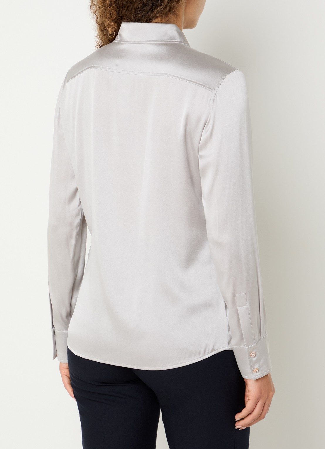 Max Mara Blouse van satijn - achterkant 4 middengrijs