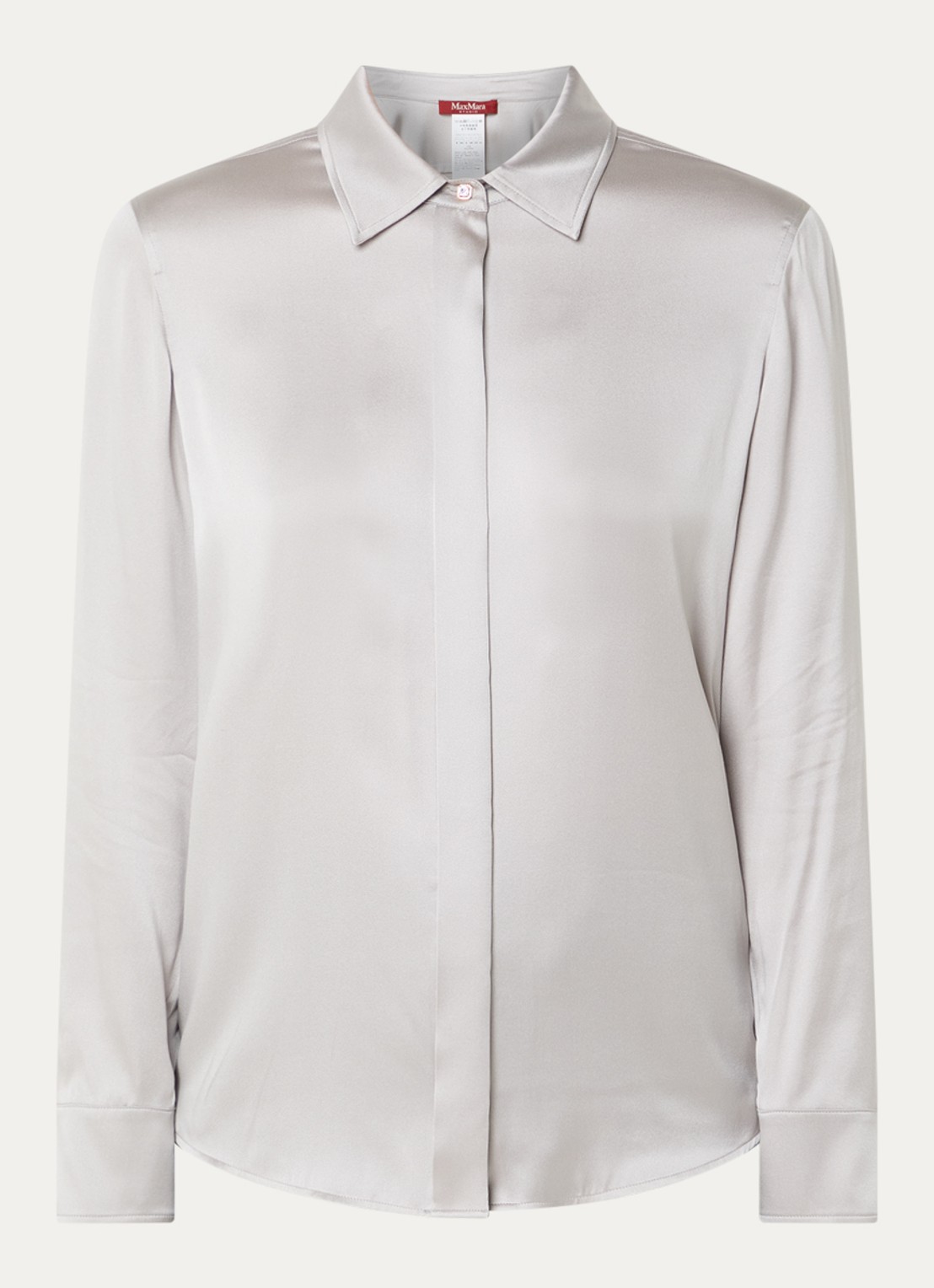 Max Mara Blouse van satijn - voorkant middengrijs