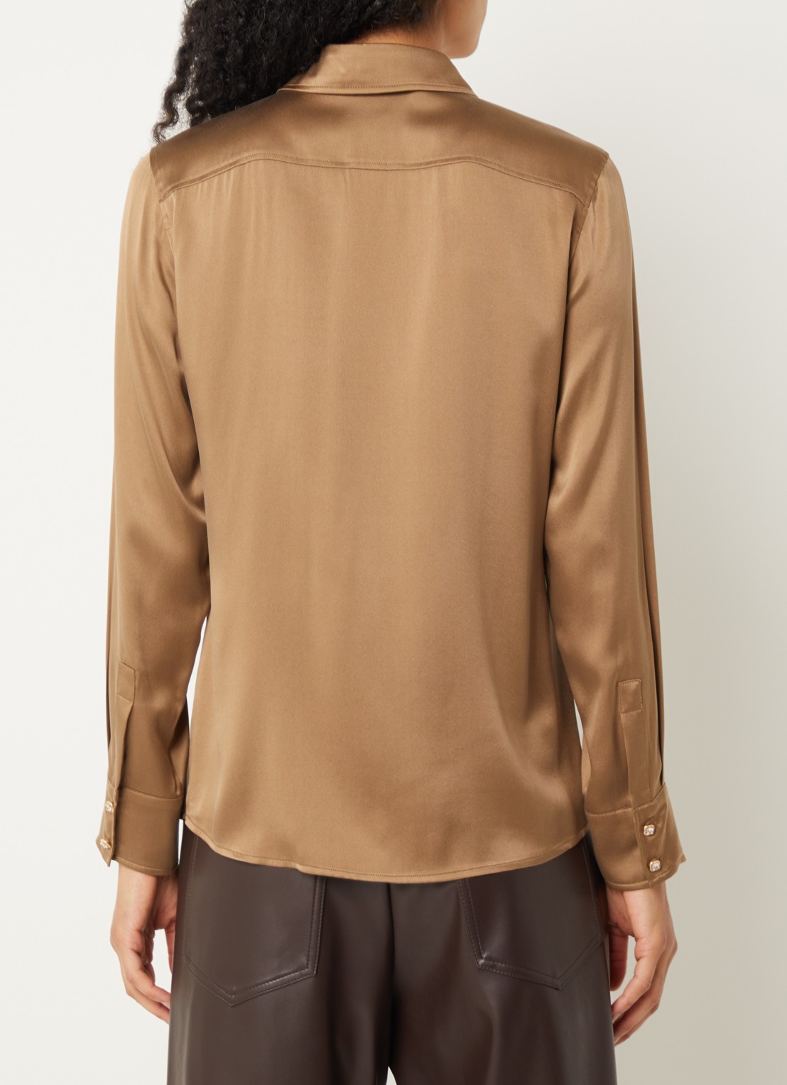 Max Mara Blouse van satijn - achterkant 2 bruin