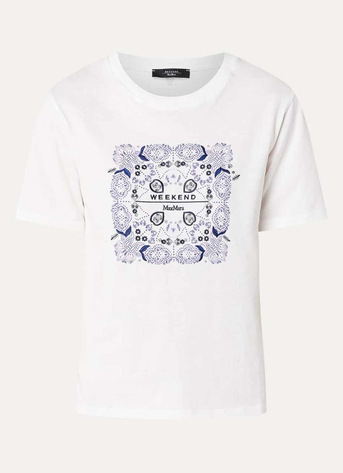 Max Mara Blusa T-shirt met logoborduring - voorkant 2 wit