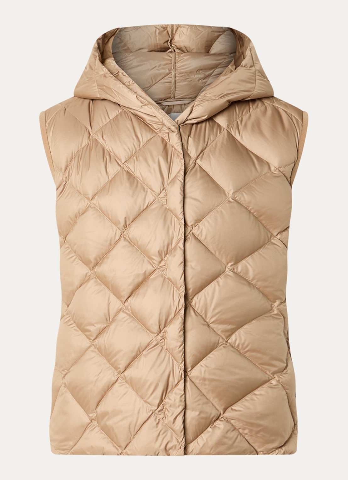 Max Mara Bodywarmer met quilt patroon - voorkant 3 camel