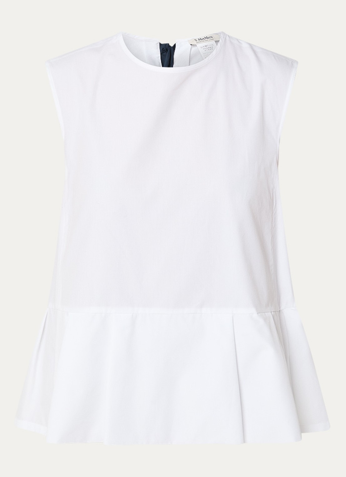 Max Mara Brava top met peplum en strikkraag - voorkant 3 wit