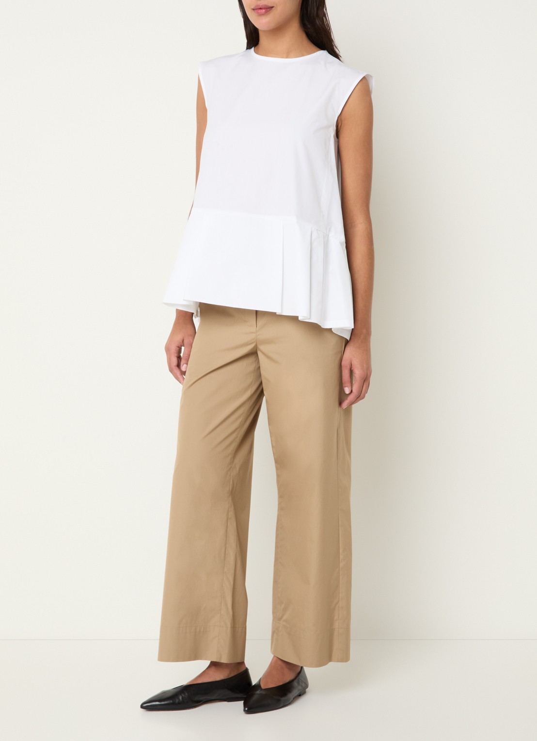 Max Mara Brava top met peplum en strikkraag - voorkant 4 wit