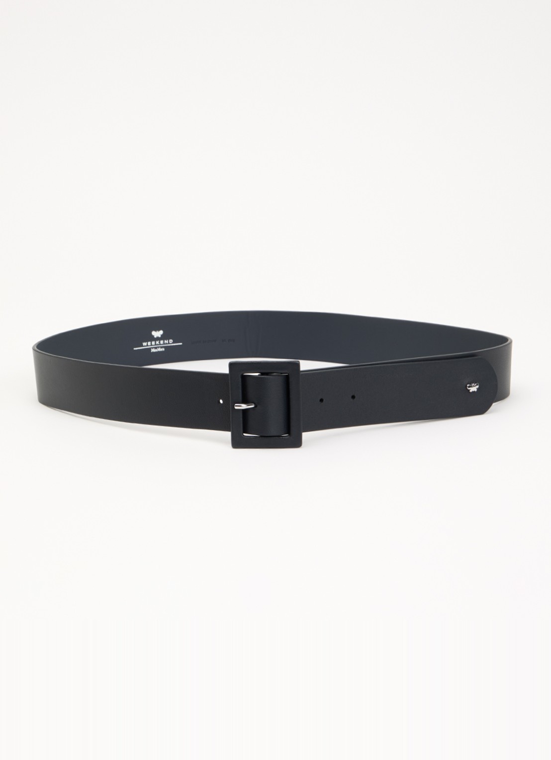 Max Mara Brio riem van leer - voorkant 2 donkerblauw