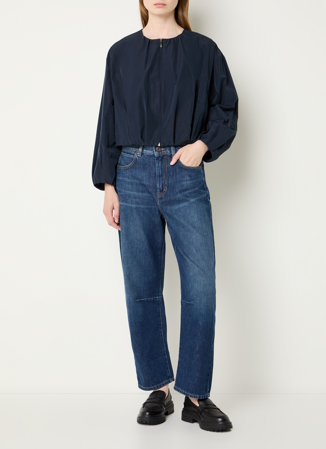 Max Mara Butterfly jack met steekzakken - voorkant 3 donkerblauw