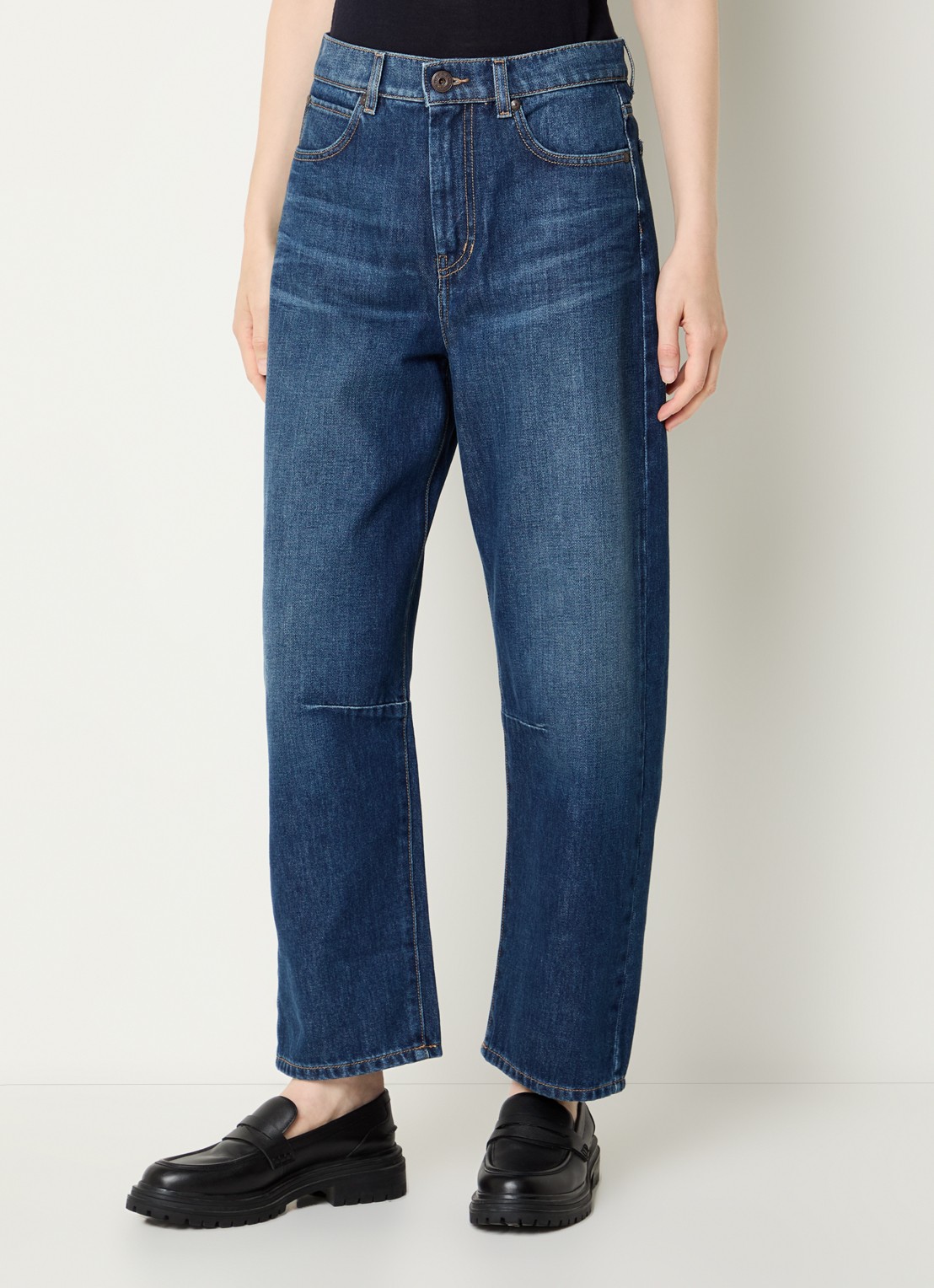 Max Mara Caduca mid waist tapered jeans met donkere wassing - detail 3 indigo