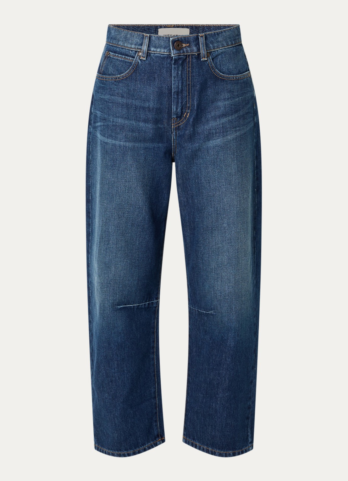 Max Mara Caduca mid waist tapered jeans met donkere wassing - voorkant indigo