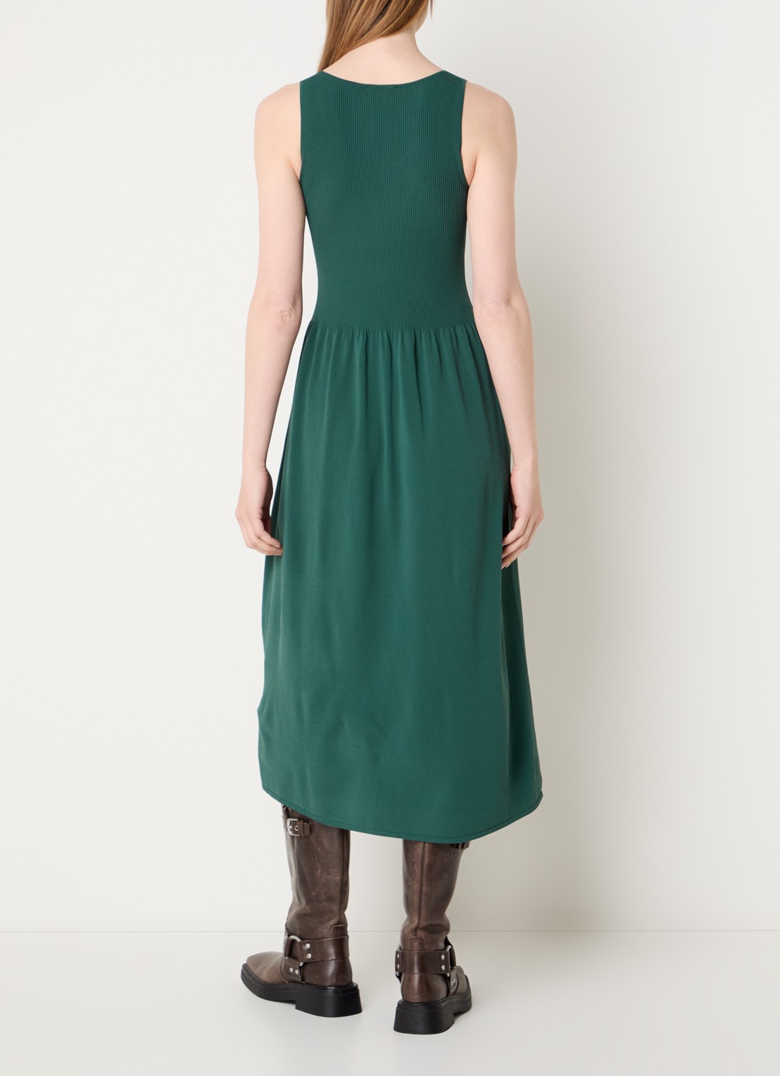Max Mara Calibri midi jurk met ribstructuur - achterkant 4 groen