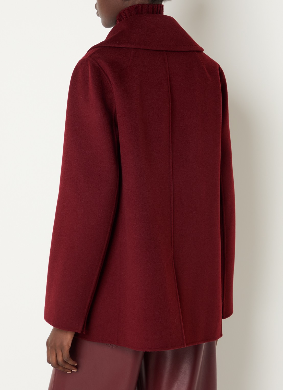 Max Mara Camilla double-breasted mantel van scheerwol - achterkant 4 bordeauxrood