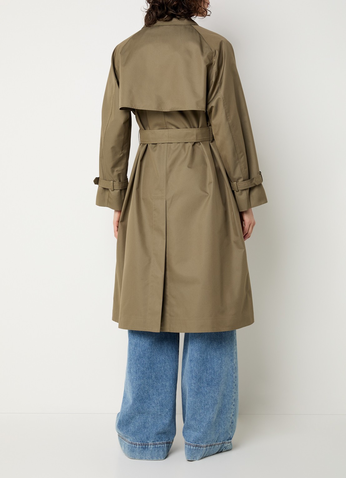Max Mara Canasta double-breasted trenchcoat met steekzakken - achterkant mosgroen