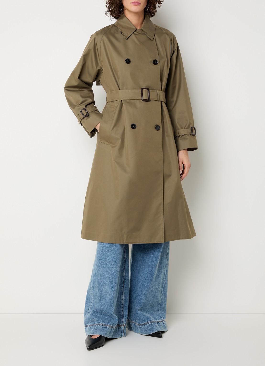 Max Mara Canasta double-breasted trenchcoat met steekzakken - detail 2 mosgroen