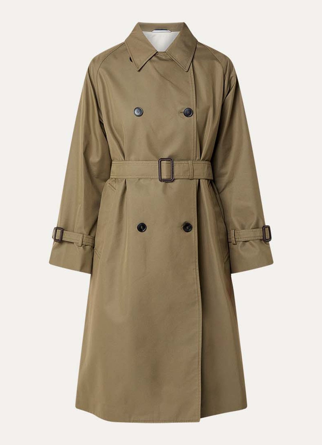 Max Mara Canasta double-breasted trenchcoat met steekzakken - voorkant 3 mosgroen