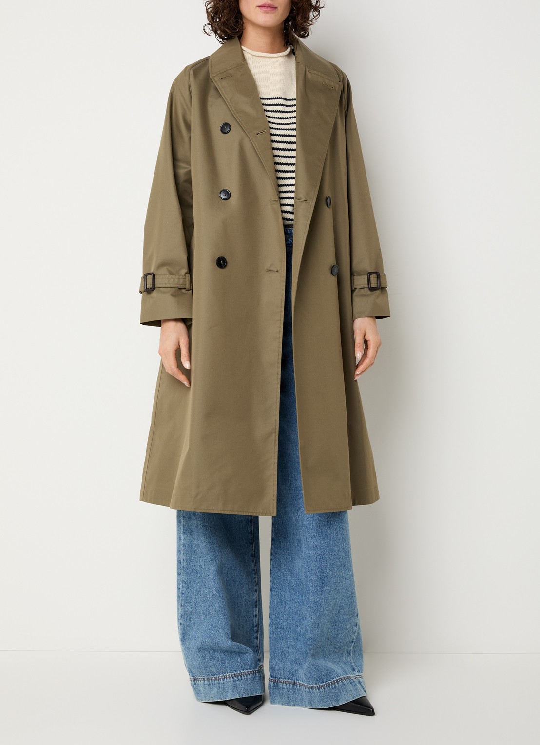 Max Mara Canasta double-breasted trenchcoat met steekzakken - voorkant 4 mosgroen
