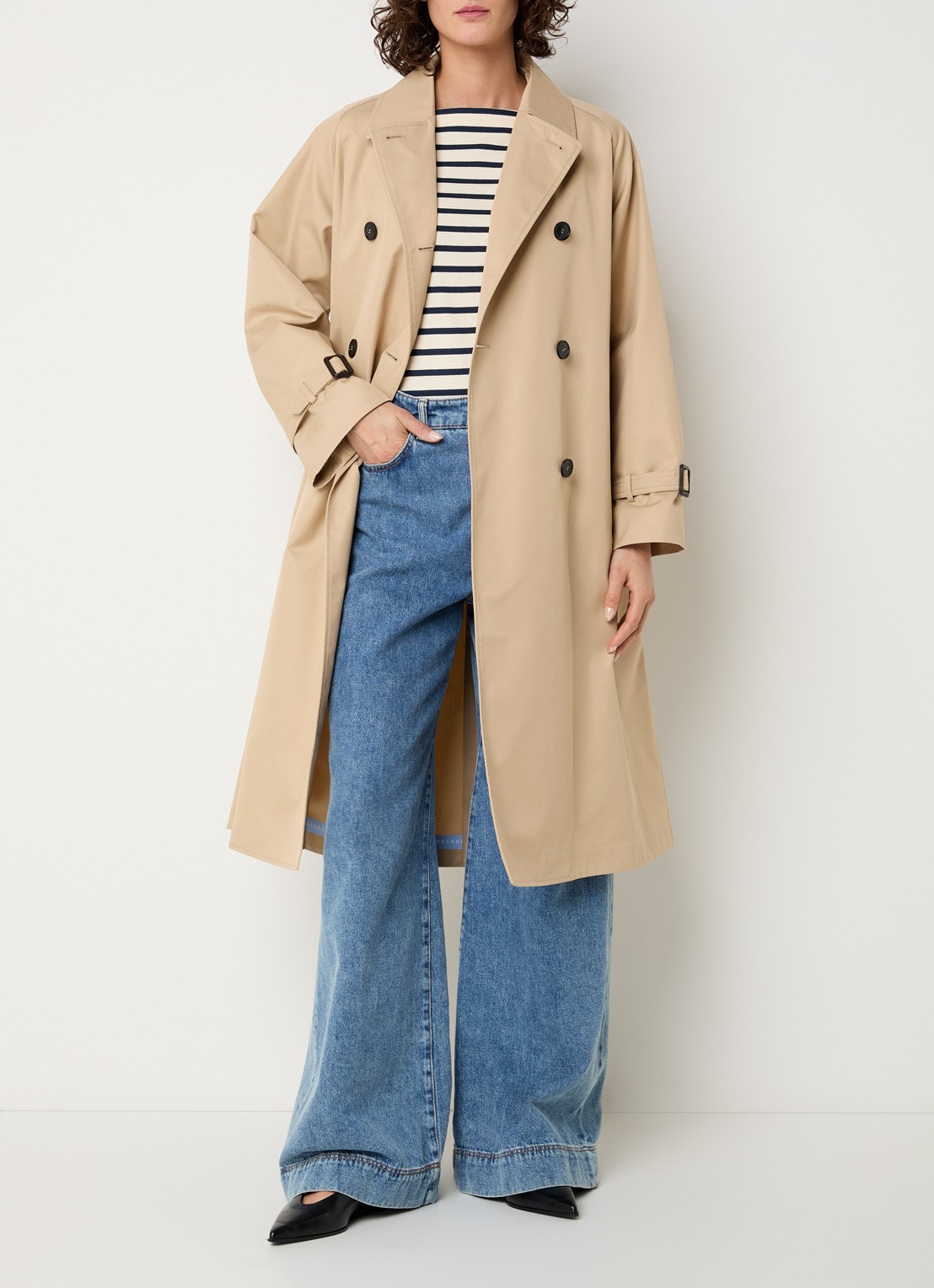 Max Mara Canasta double-breasted trenchcoat met steekzakken - voorkant 3 beige
