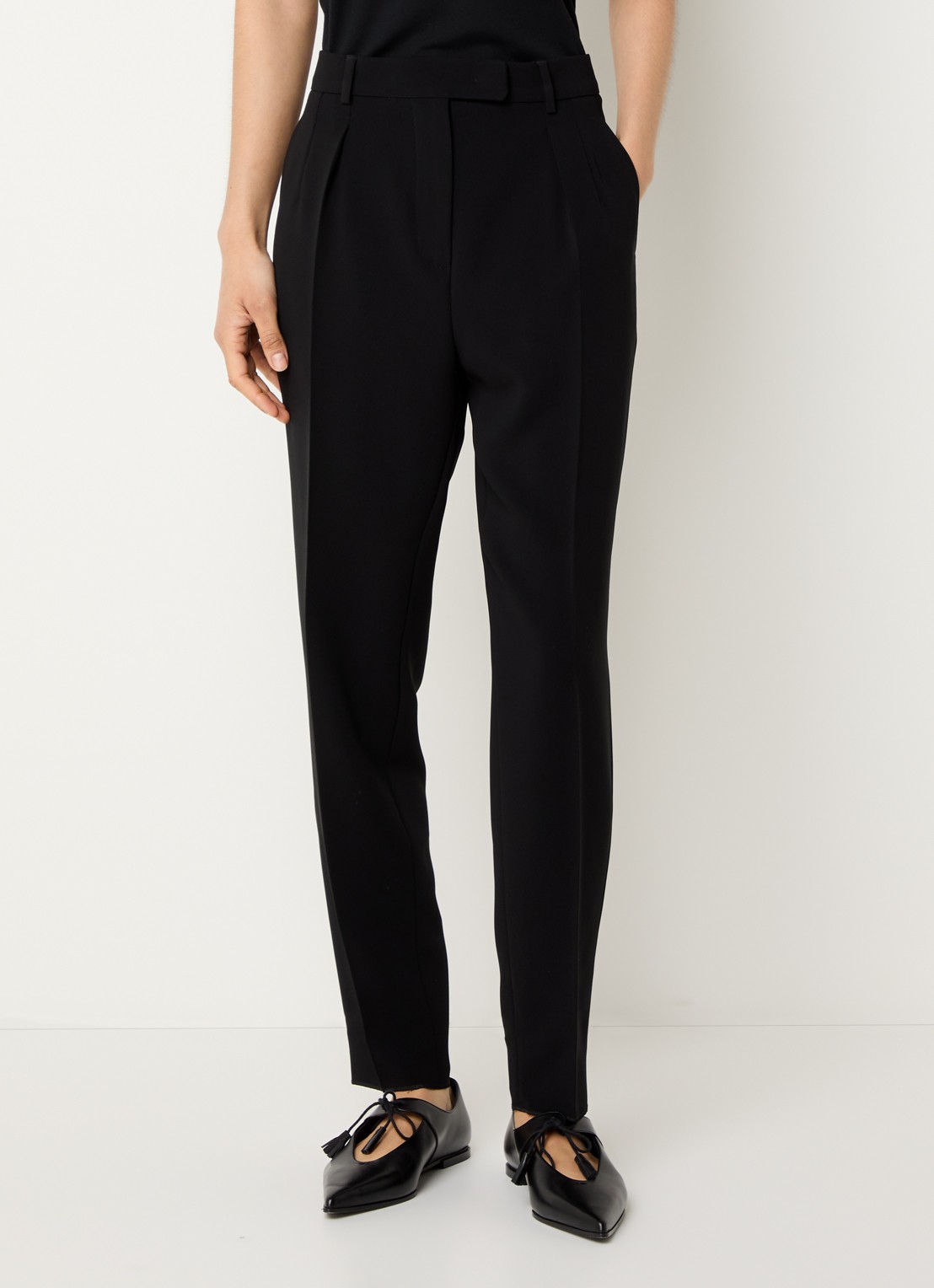 Max Mara Canditi high waist slim fit pantalon met steekzakken - detail 4 zwart