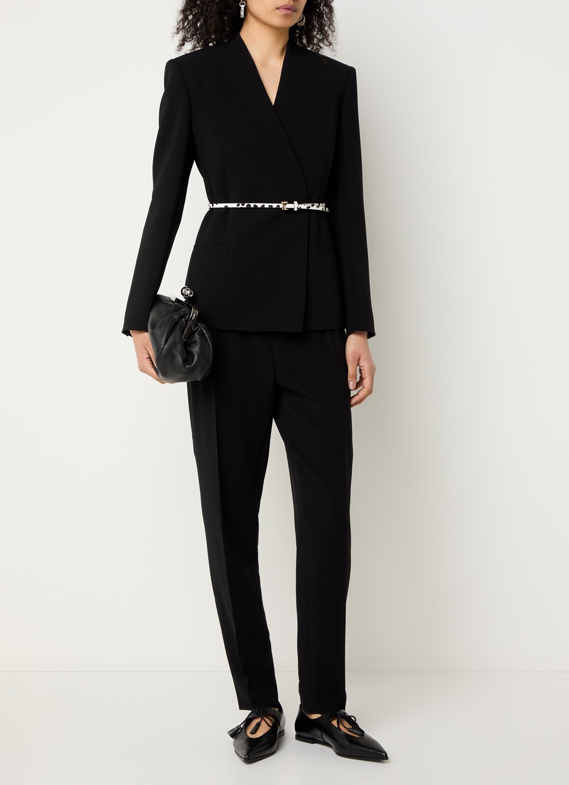 Max Mara Canditi high waist slim fit pantalon met steekzakken - voorkant 3 zwart