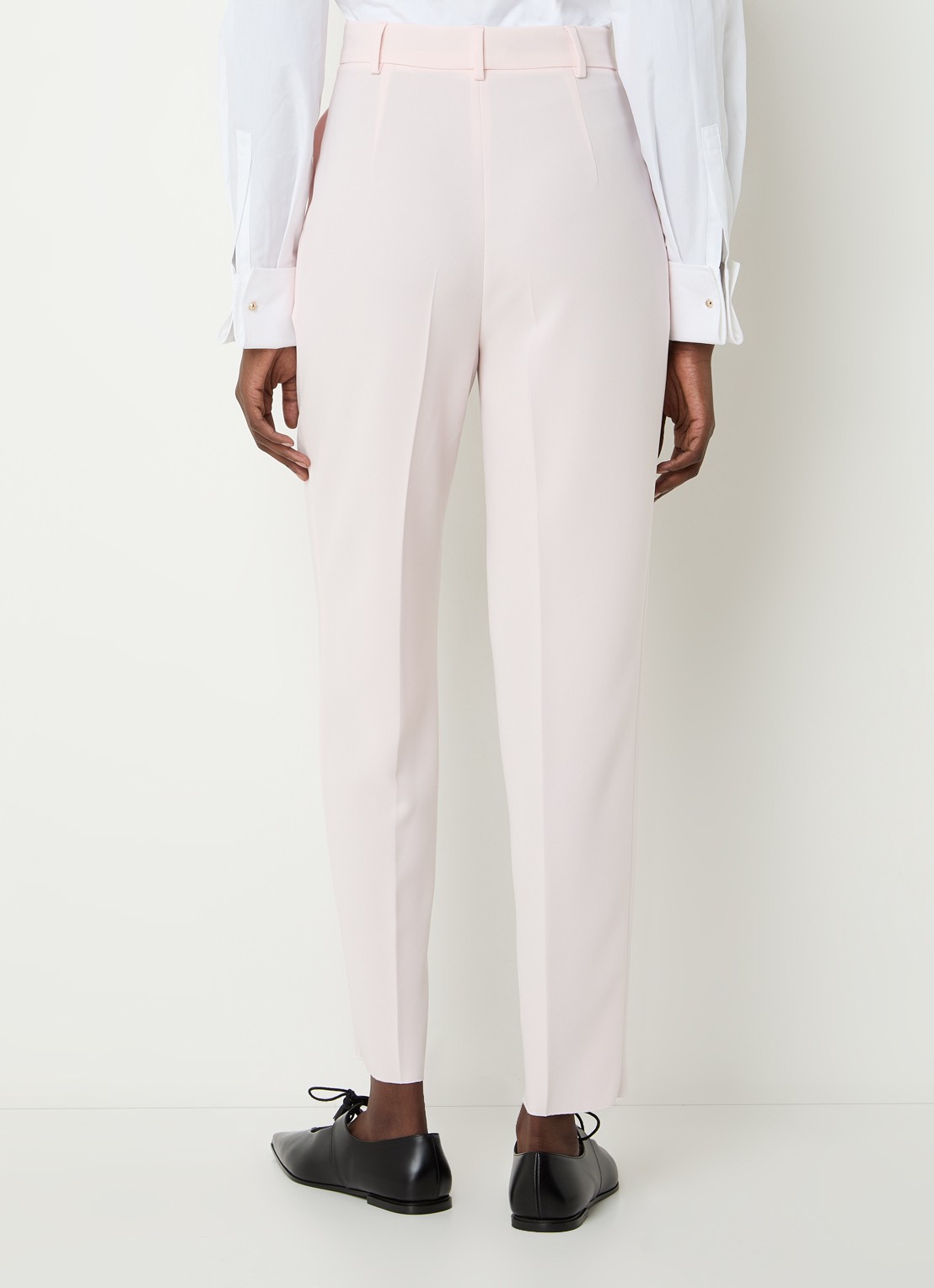 Max Mara Canditi high waist slim fit pantalon met steekzakken - achterkant lichtroze