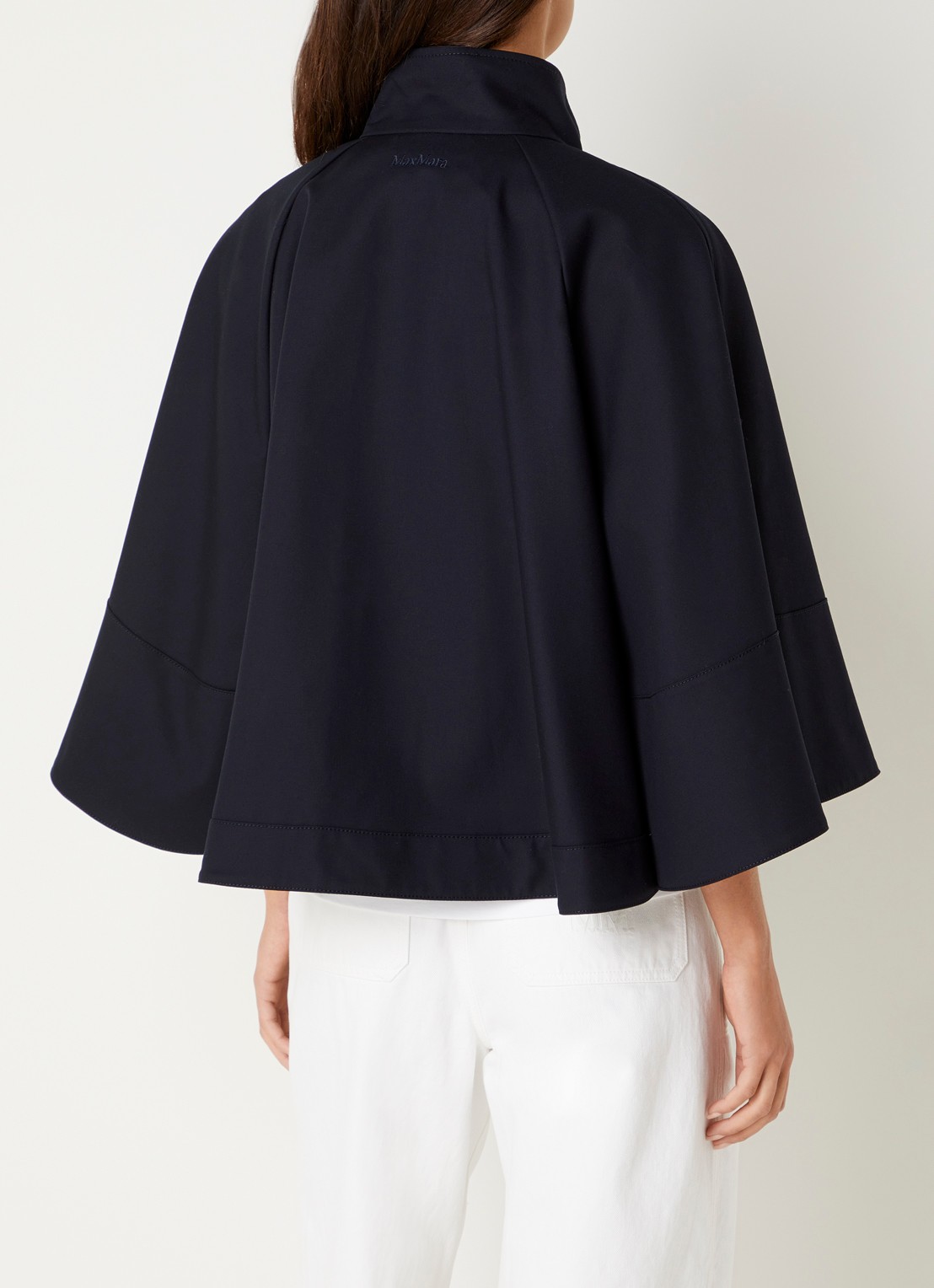Max Mara Cape met steekzakken - achterkant 3 donkerblauw