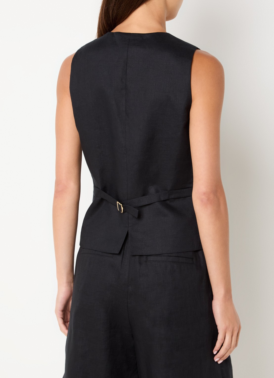 Max Mara Carnet gilet van linnen - achterkant zwart