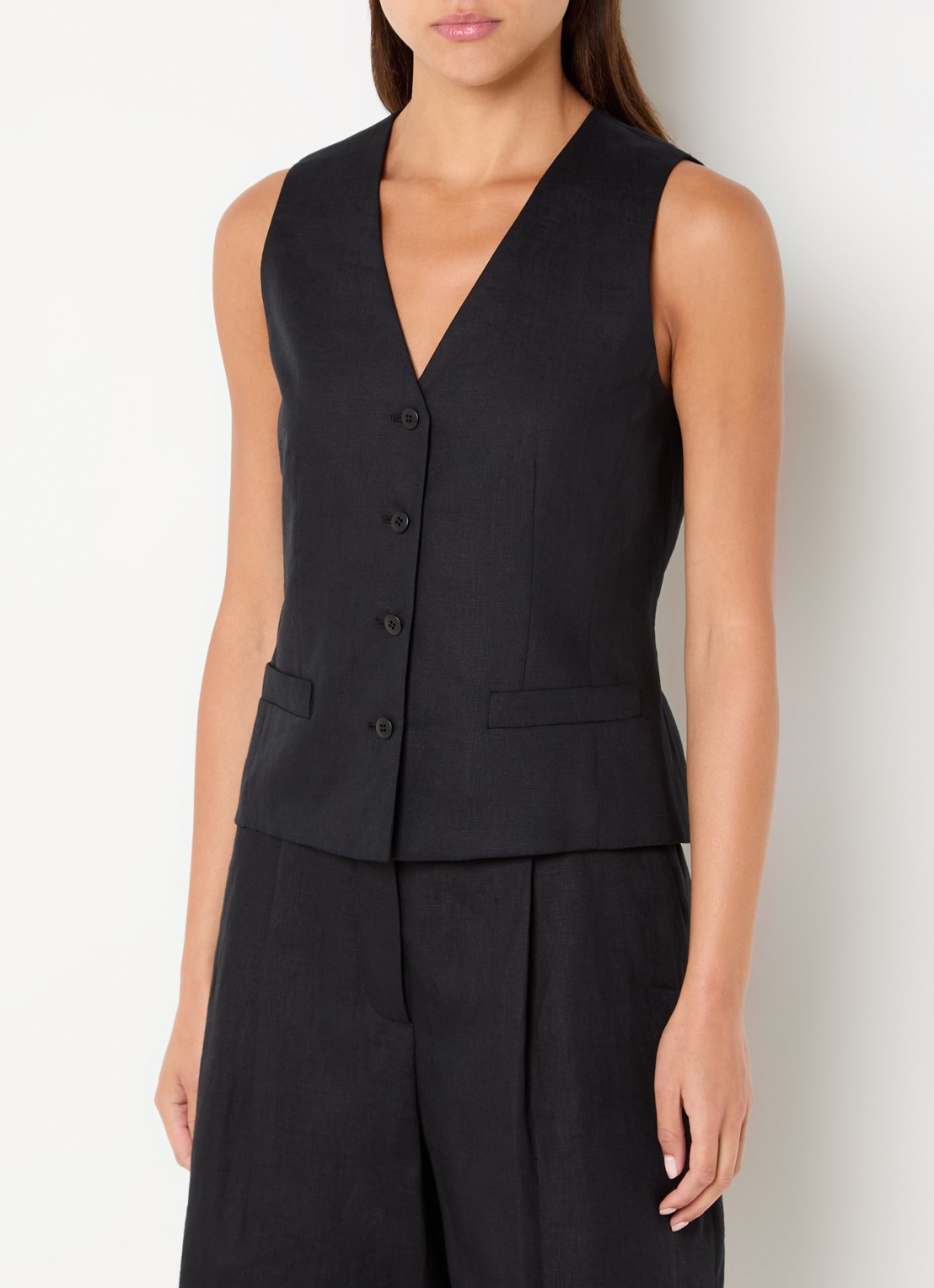 Max Mara Carnet gilet van linnen - detail 2 zwart