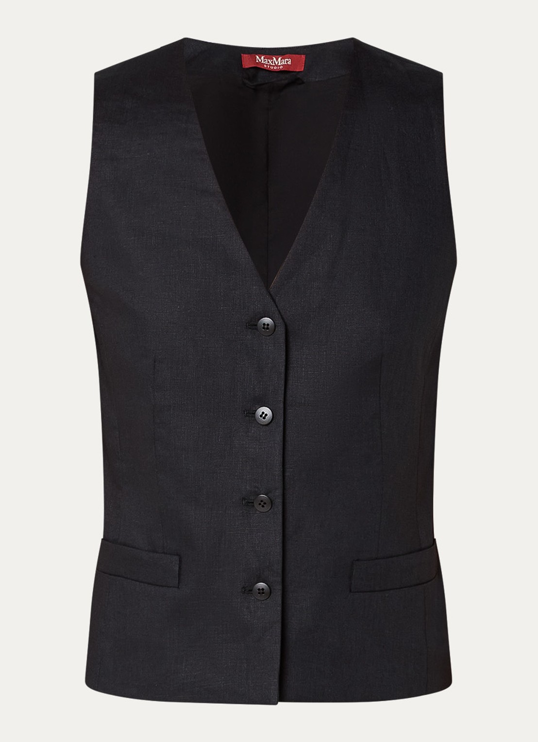 Max Mara Carnet gilet van linnen - voorkant 3 zwart