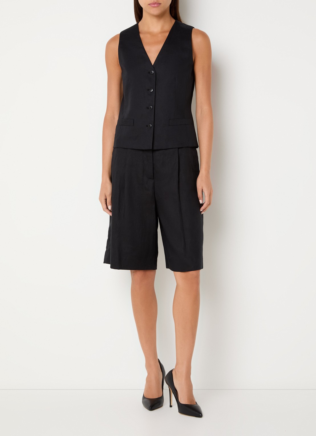Max Mara Carnet gilet van linnen - voorkant 4 zwart