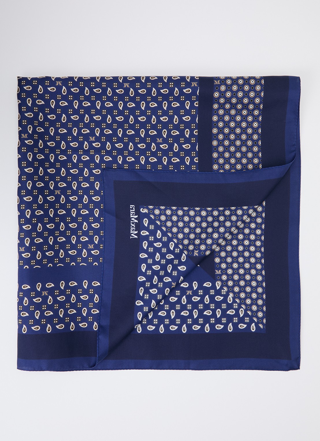 Max Mara Carre sjaal van zijde 89 x 89 cm - voorkant 3 donkerblauw