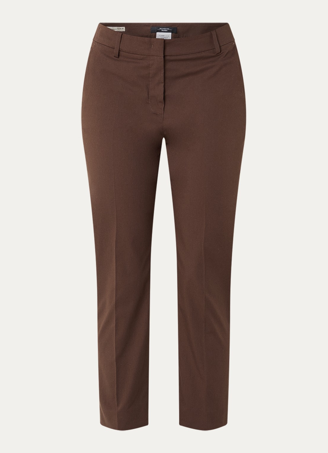 Max Mara Cecco high waist straight fit cropped pantalon met steekzakken - voorkant 2 bruin