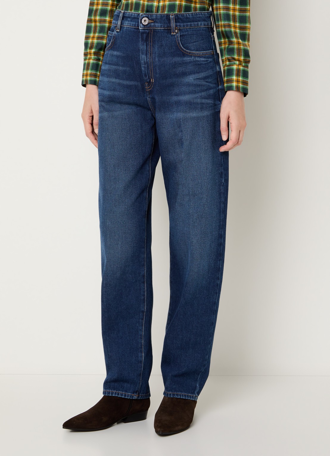 Max Mara Cedro high waist tapered jeans met medium wassing - detail 4 indigo