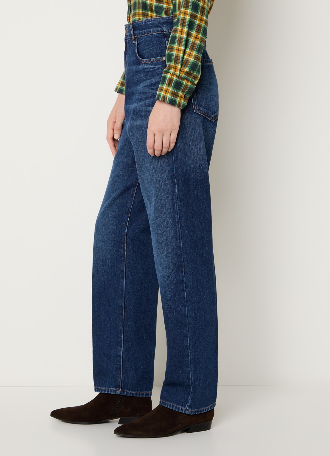 Max Mara Cedro high waist tapered jeans met medium wassing - detail 5 indigo