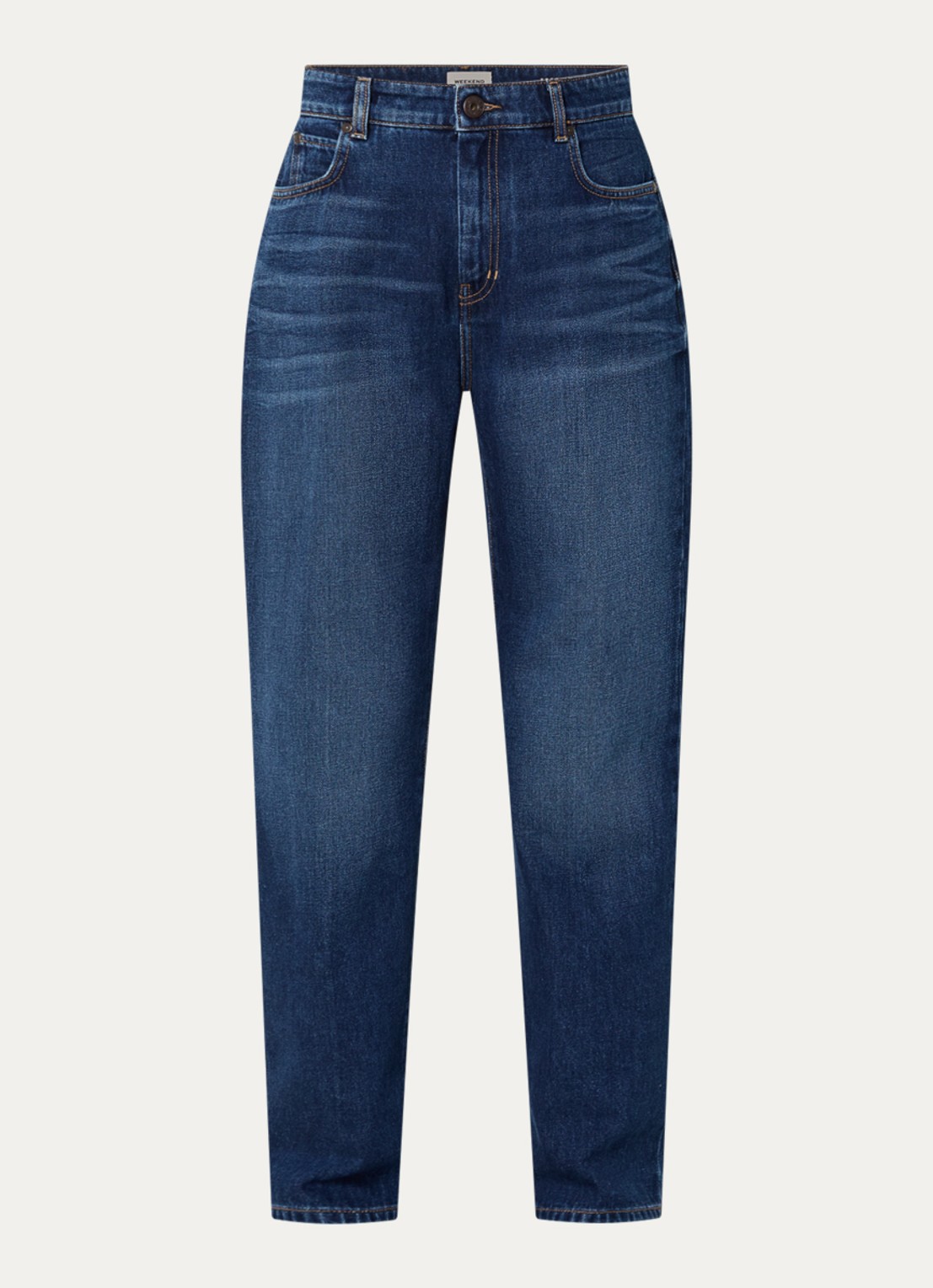 Max Mara Cedro high waist tapered jeans met medium wassing - voorkant 2 indigo