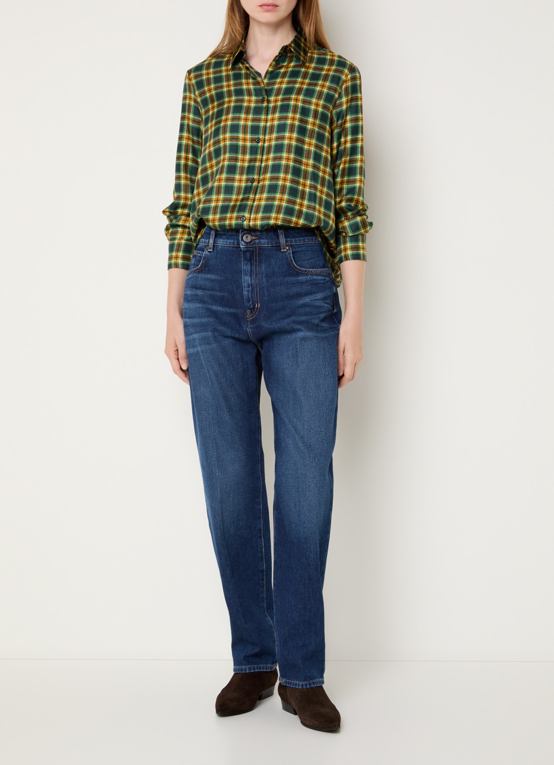Max Mara Cedro high waist tapered jeans met medium wassing - voorkant 3 indigo