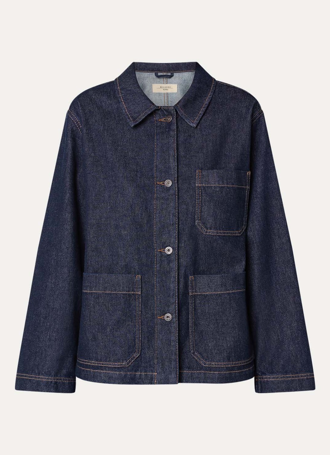 Max Mara Circoli spijkerjas met opgestikte zakken - voorkant indigo