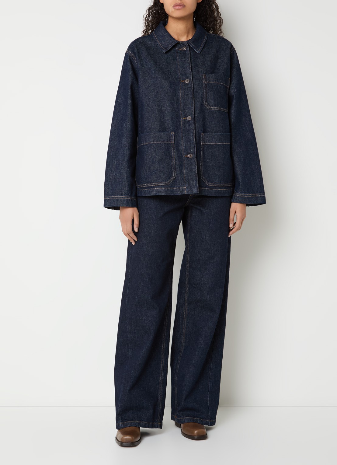 Max Mara Circoli spijkerjas met opgestikte zakken - voorkant 2 indigo