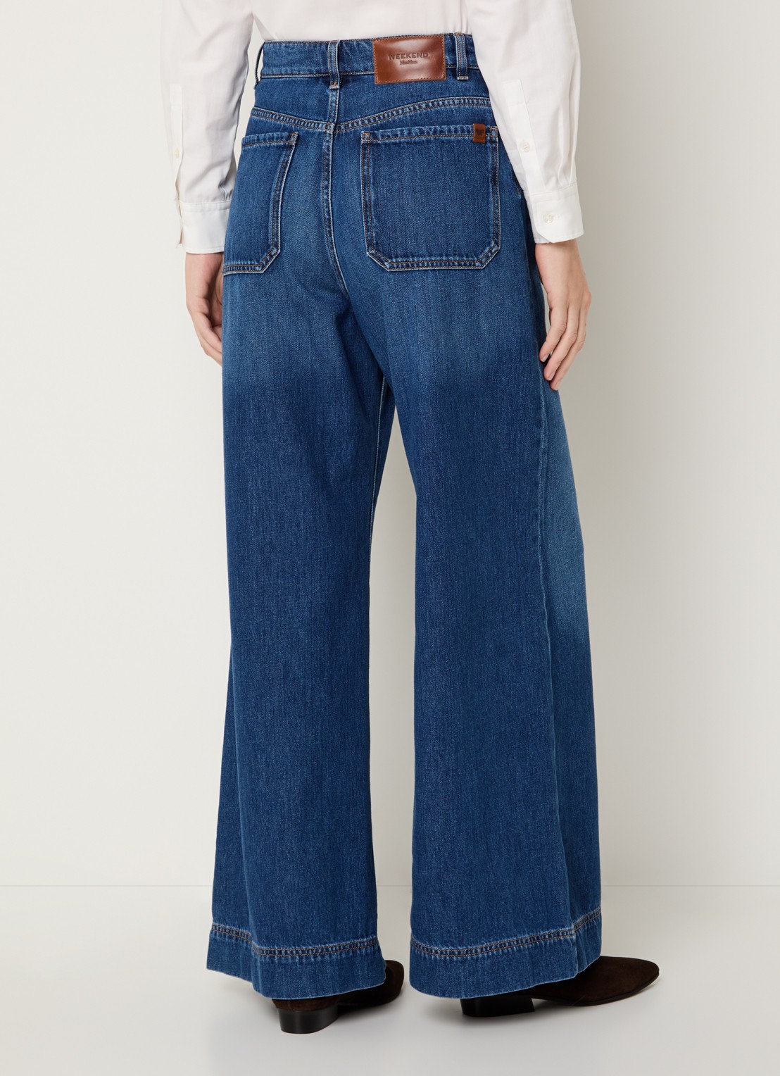 Max Mara Ciro high waist wide leg jeans met donkere wassing - achterkant indigo