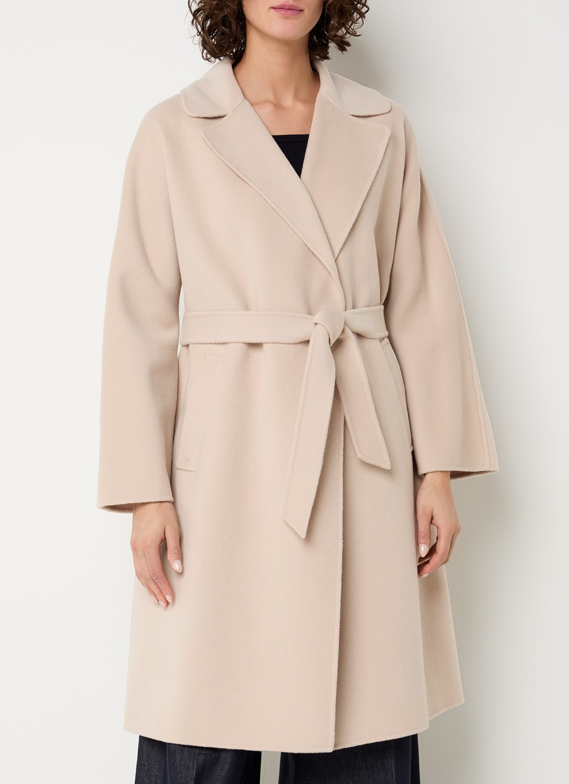 Max Mara Civada mantel in wolblend met steekzakken - detail zand