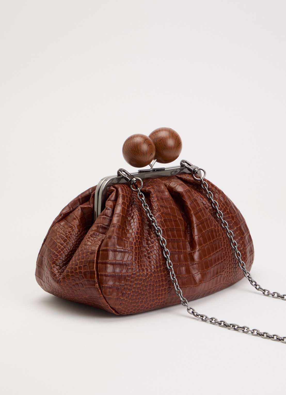Max Mara Clutch van leer met afneembare schouderriem - achterkant 5 roodbruin