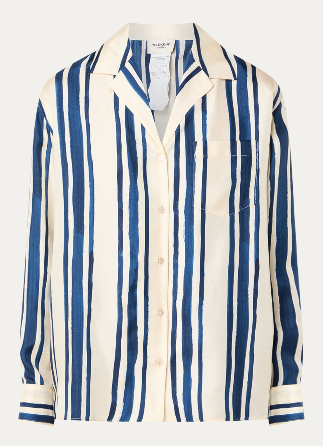Max Mara Corona blouse van zijde met streepprint - voorkant 2 blauw