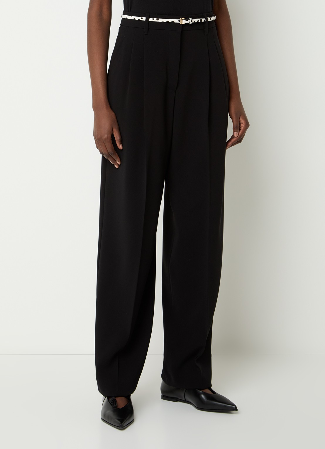 Max Mara Corvino high waist tapered fit pantalon met ceintuur - detail 2 zwart